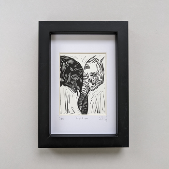 Elephants Original Lino Print