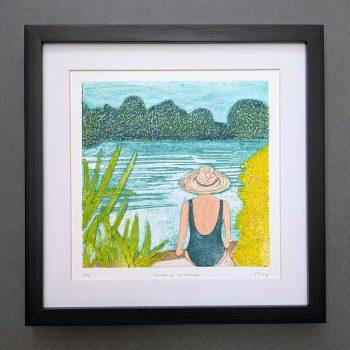 'Gathering my thoughts' Collagraph Print Limited Edition